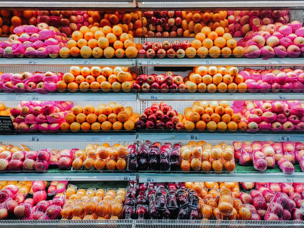 Supermercado, frutas y compras