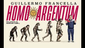 Guillermo Francella en una de las viñetas de Homo Argentum, rodeado de marcas comerciales.