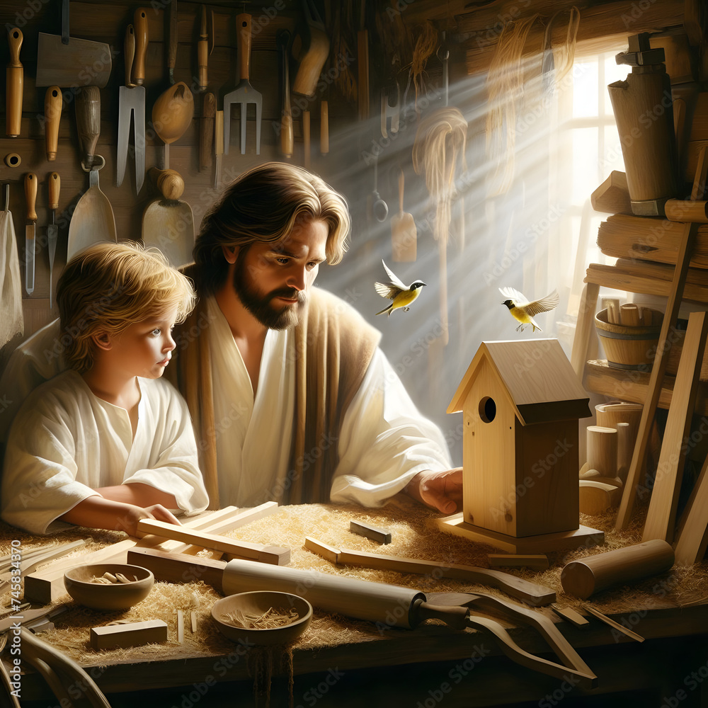 saint Joseph and Jesus together